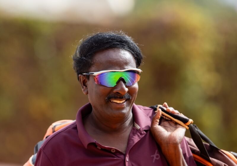 Player with kit bag at True Bounce Tennis Academy, Bengaluru