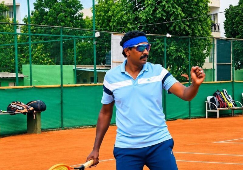 Practice session on court at True Bounce Tennis Academy, Bengaluru