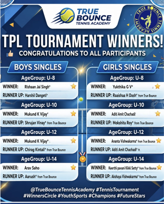 TPL Tournament tournament poster, True Bounce Tennis Academy