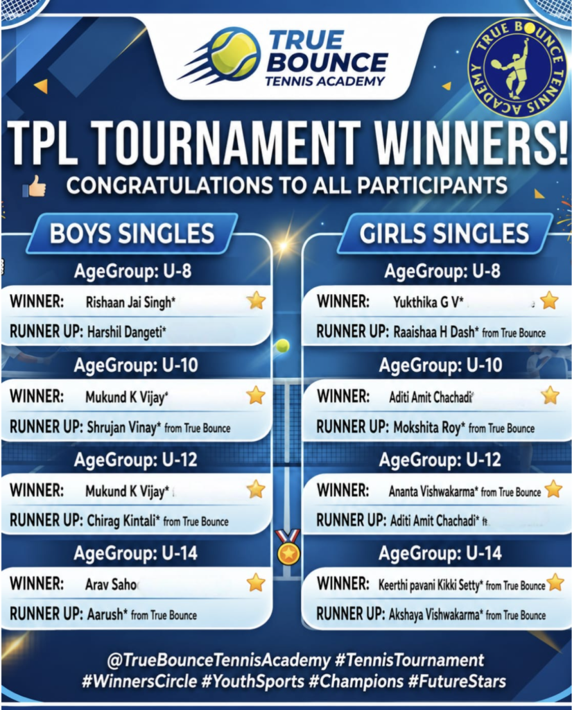 TPL Tournament poster, True Bounce Tennis Academy